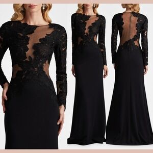 Tadashi Shoji Black and Nude Maxi Dress